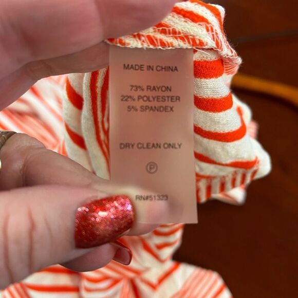 Two by Vince Camuto Orange & White Striped Handkerchief Tunic sz 2X EUC - Picture 5 of 5